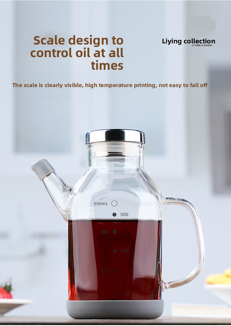 Large Capacity Borosilicate Glass Oil Dispenser - Kitchen Measuring Bottle For Oil & Soy Sauce (750ml Drip-Free Spout Easy-Pour Design BPA-Free)_voghion.com