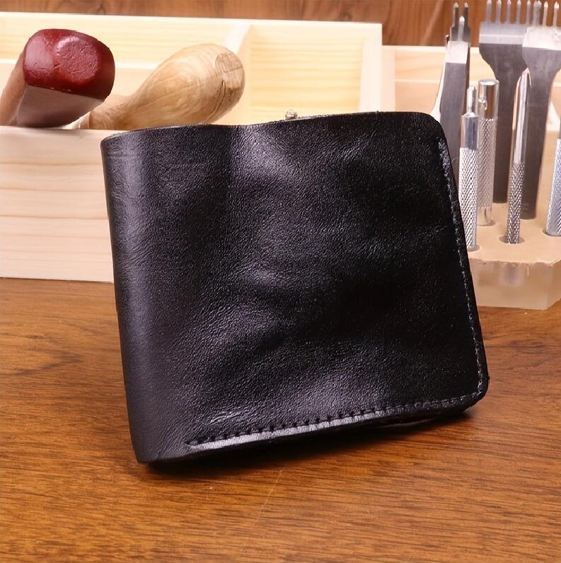 Leather Wallet With Vegetable Tanning, Vintage Hand-rubbed Color, Distressed Leather Wallet, Simple Student Wallet_voghion.com