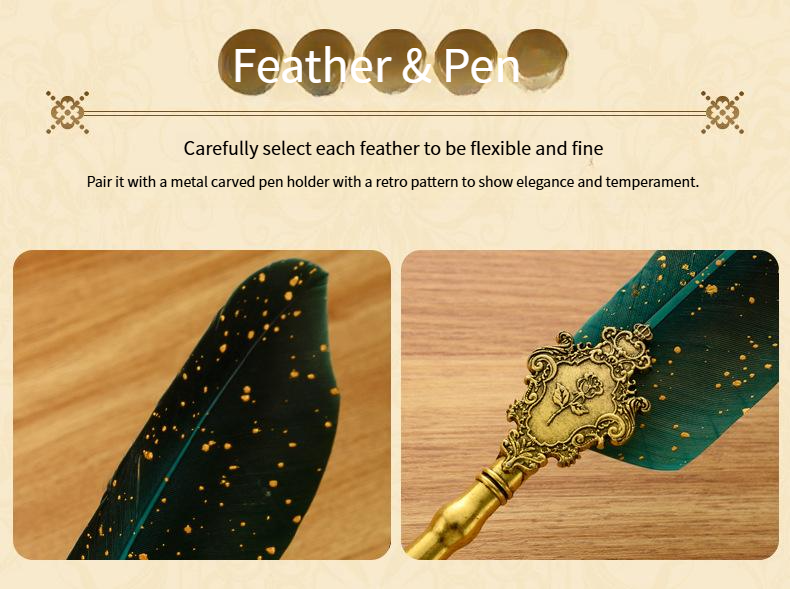 Federstift-Set mit Tinte, britischer Retro-Dip-Federstift, Wachssiegel, Student-Dip-Pen_voghion.com