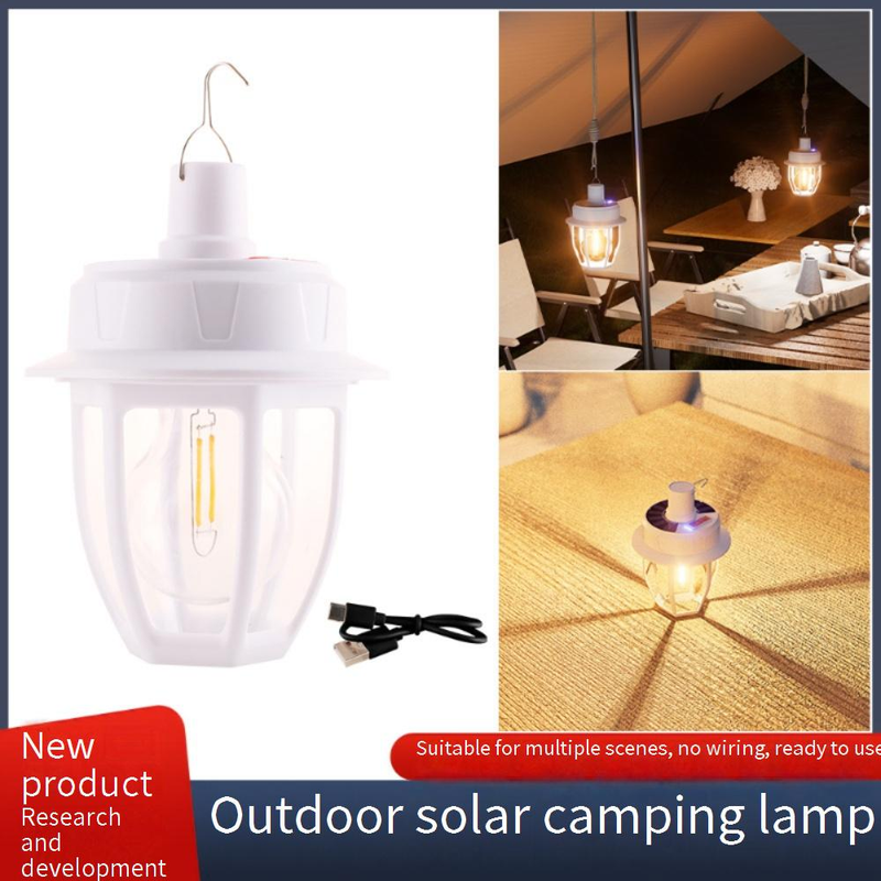 Solar Camping Lantern - Rechargeable LED Outdoor Light With Waterproof Design, Portable Hanging Tent Light For Hiking, Emergency, And Home Use_voghion.com
