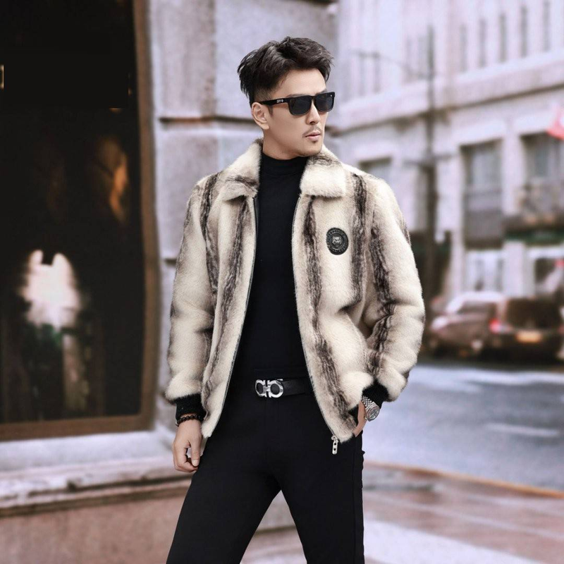 Men's Clothing Winter Fashion Thickened Faux Mink Fur Jacket - Stylish Mid-Length Coat For Casual & Formal Wear (Multiple Colors & Sizes Available)_voghion.com