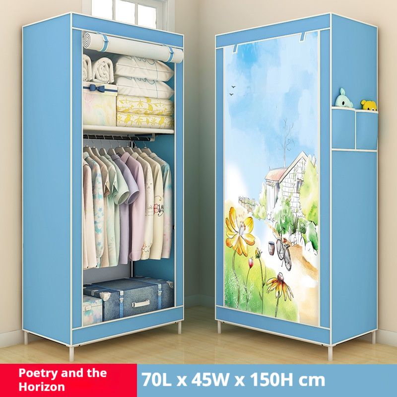 Heavy-Duty Fabric Wardrobe With Reinforced Metal Frame, 150x70x45cm Portable Closet For Dorm, Apartment & Small Spaces (Multiple Colors & Styles)_voghion.com