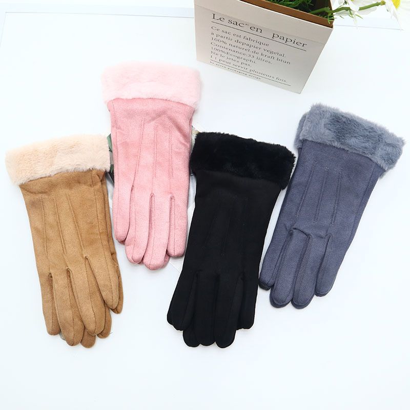 Winter Suede Gloves For Cycling: Windproof, Warm, Fleece-Lined, Cold-Resistant, Touchscreen Compatible_voghion.com