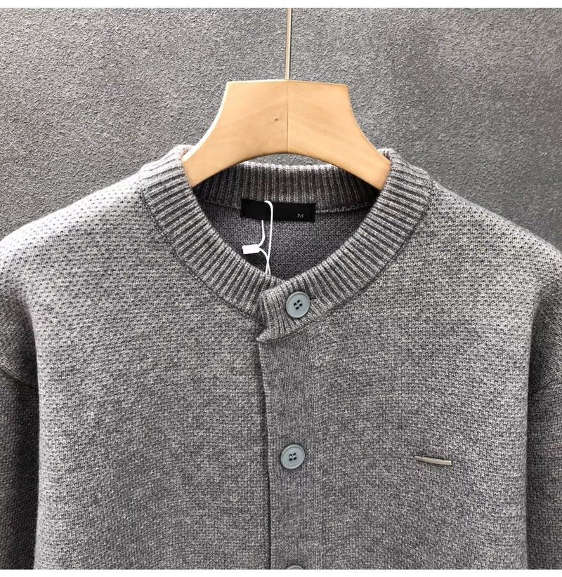Suéter de punto para hombre, otoño e invierno. Cárdigan de punto para hombre, color liso, abierto al frente, para otoño e invierno (negro, caqui, gris)._voghion.com