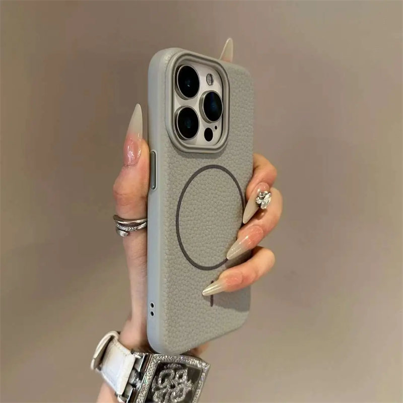 Custodia magnetica di alta qualità con texture Lychee compatibile con iPhone 16, iPhone 15 Pro Max, iPhone 13/14, morbida, 12 pezzi_voghion.com