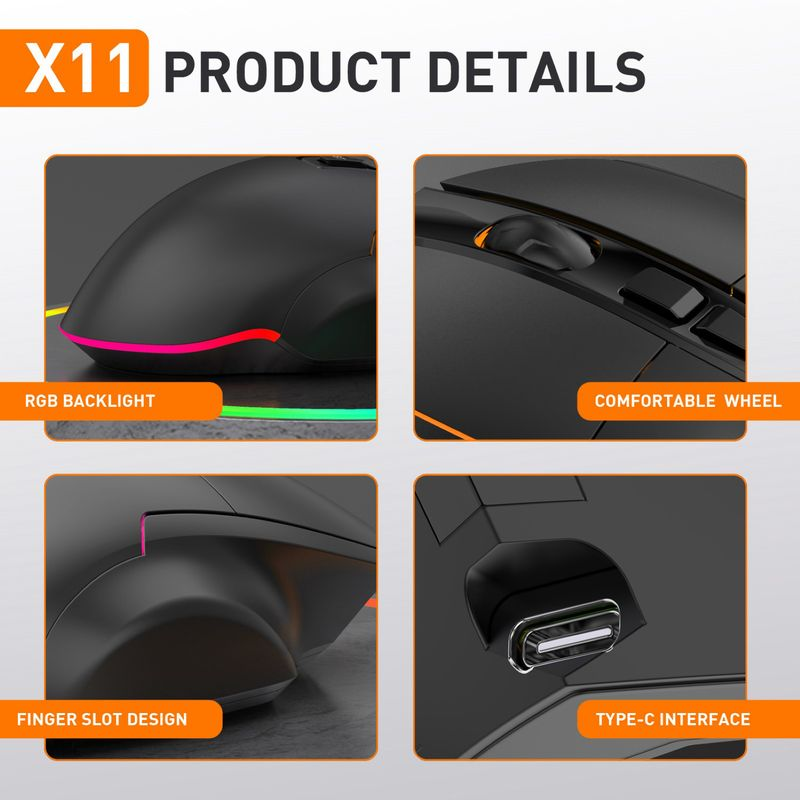 X11 Wireless Noiseless Sensitive Ergonomic Bluetooth-compatible Three Mode Driver-free Type-C Mouse for Notebook_voghion.com