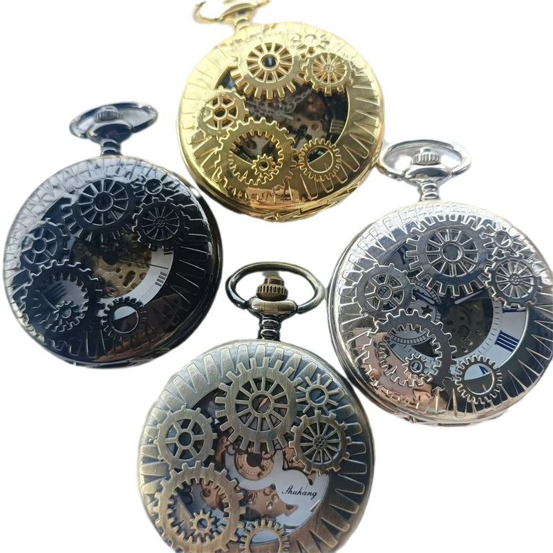 Hollow Gear Fully Automatic Mechanical Non-Quartz Pocket Watch Classic Model With Waist Chain_voghion.com