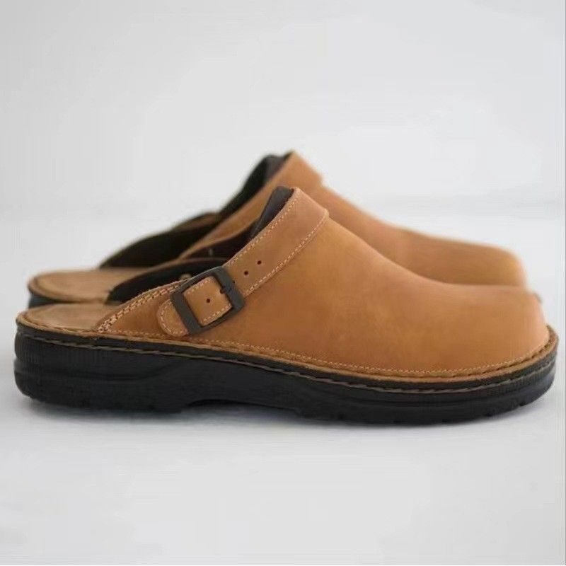 2022 Sommer Neue große Herrenschuhe Flache Outdoor-Hausschuhe mit geschlossener Zehenpartie Flache, vielseitige Freizeitschuhe_voghion.com