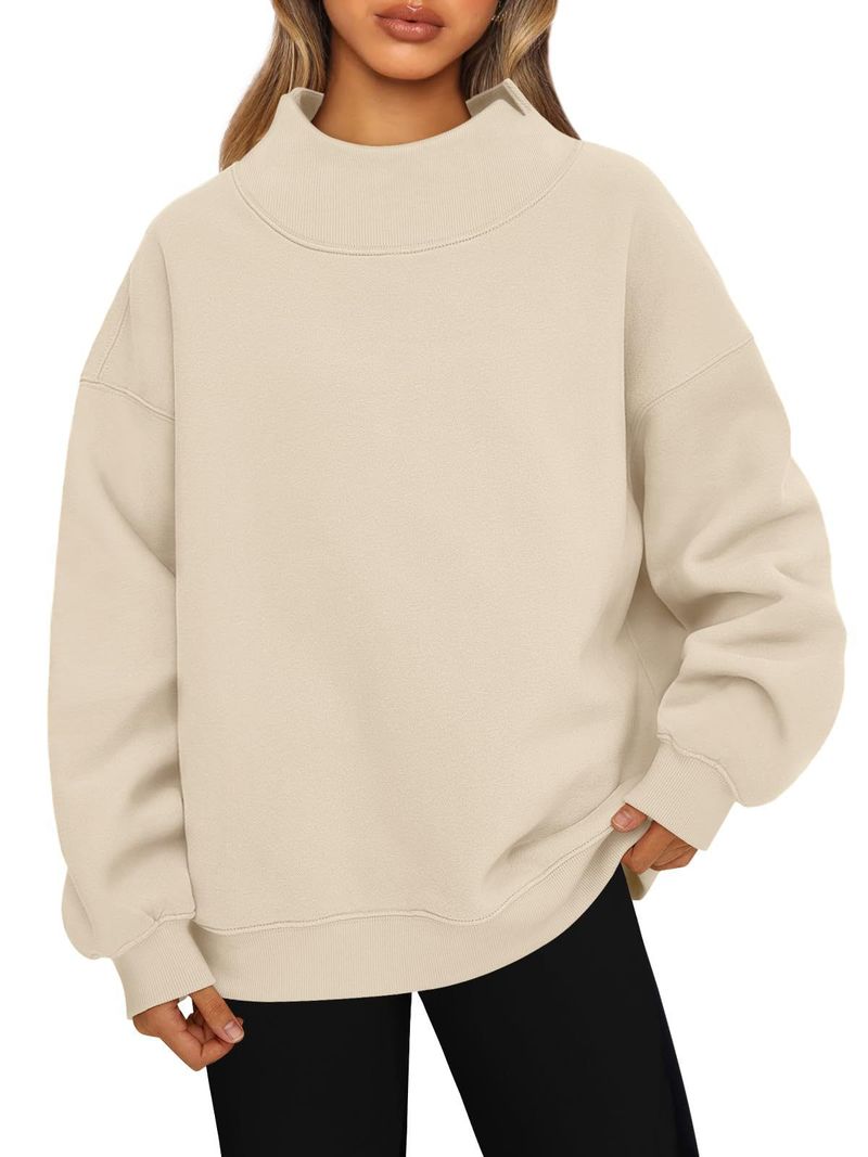 Women's sweatshirt long sleeve turtleneck pullover sweatshirt casual sweatshirt fleece top_voghion.com