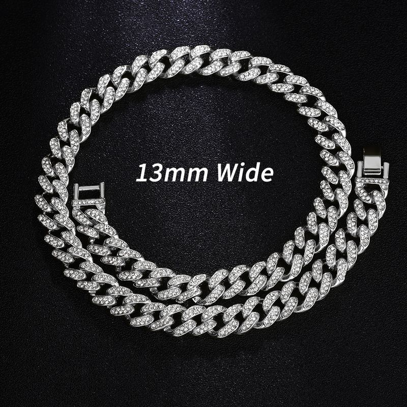 Full Iced Out Watch Mens Cuban Link Chain Bracelet Necklace Choker Bling Jewelry for Men Big Gold Color Chains Hip Hop_voghion.com