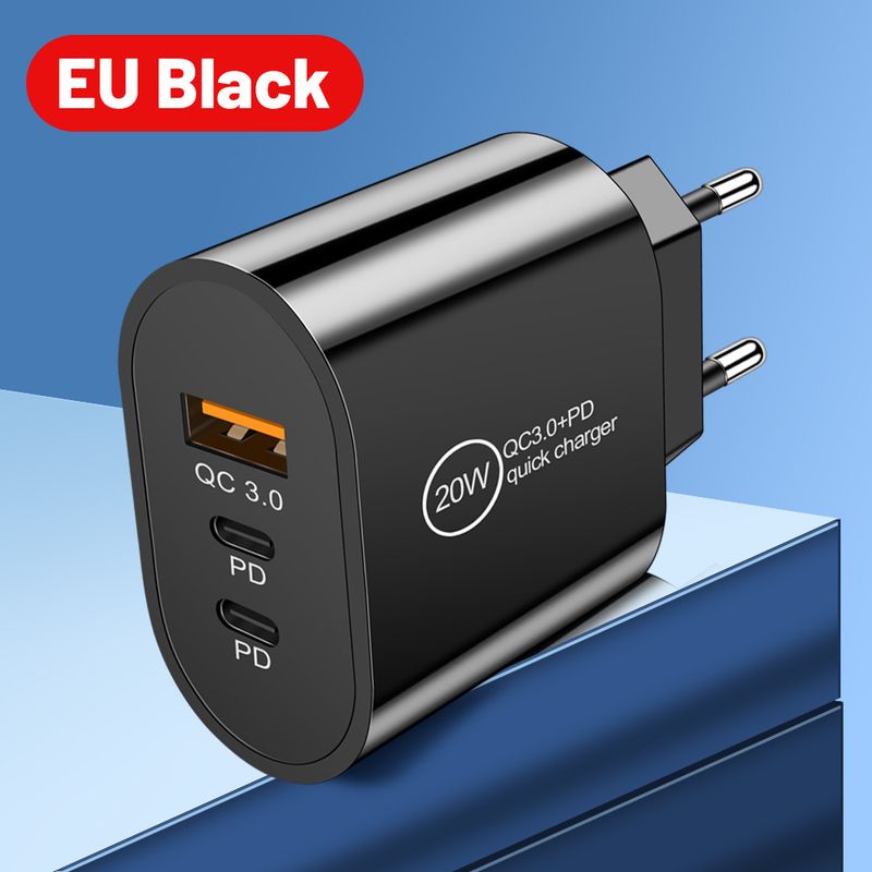 New USB+2PD Type-c Mobile Charger Multi Port American And European Travel Charging Head_voghion.com