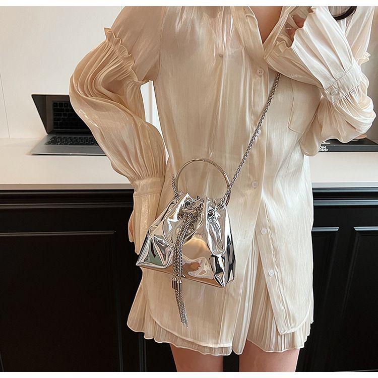 Borsa a tracolla con specchio da donna alla moda, nuova borsa estiva con coulisse laser 2024, versatile_voghion.com