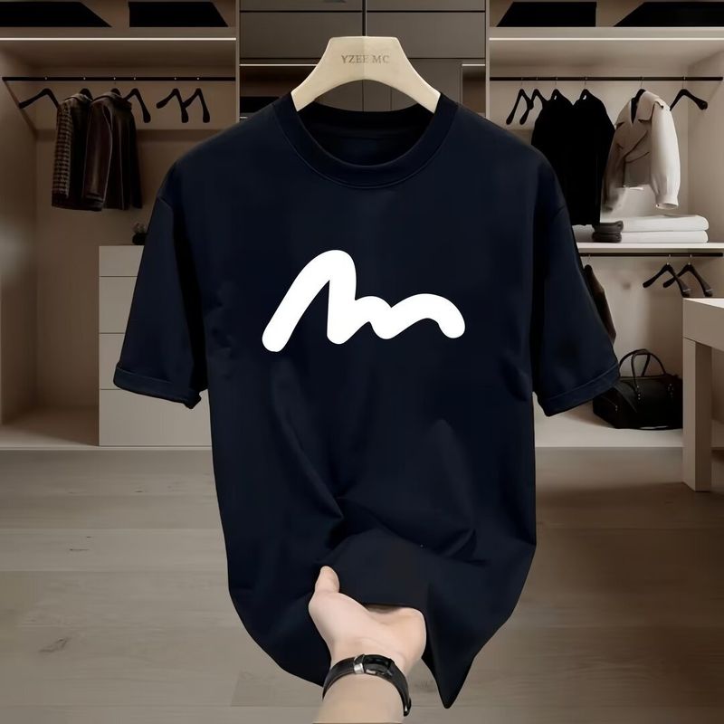 Maglietta a maniche corte da uomo, girocollo, semplice, casual, estiva, in puro cotone._voghion.com