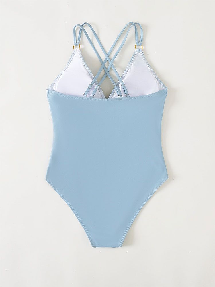 Maillot de bain une pièce imprimé, grande taille, sexy, décolleté en V profond, taille haute, dos nu, printemps chaud_voghion.com