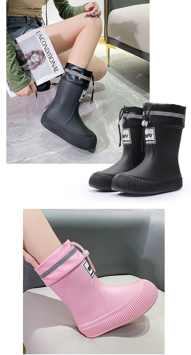 Stivali da pioggia alla moda da donna, alla moda, con tubo medio, comodi, impermeabili e antiscivolo, leggeri, morbidi e resistenti all'usura_voghion.com
