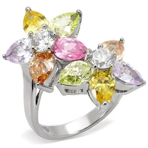 TK111 - High polished (no plating) Stainless Steel Ring with AAA Grade CZ in Multi Color_voghion.com