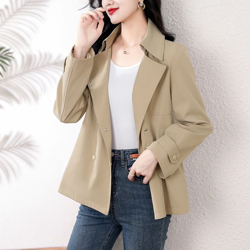 Fortschrittliche, khakifarbene, kurze, lässige Windjacke für Damen, neue, lockere und vielseitige kleine, dünne Jacke für den Herbst_voghion.com