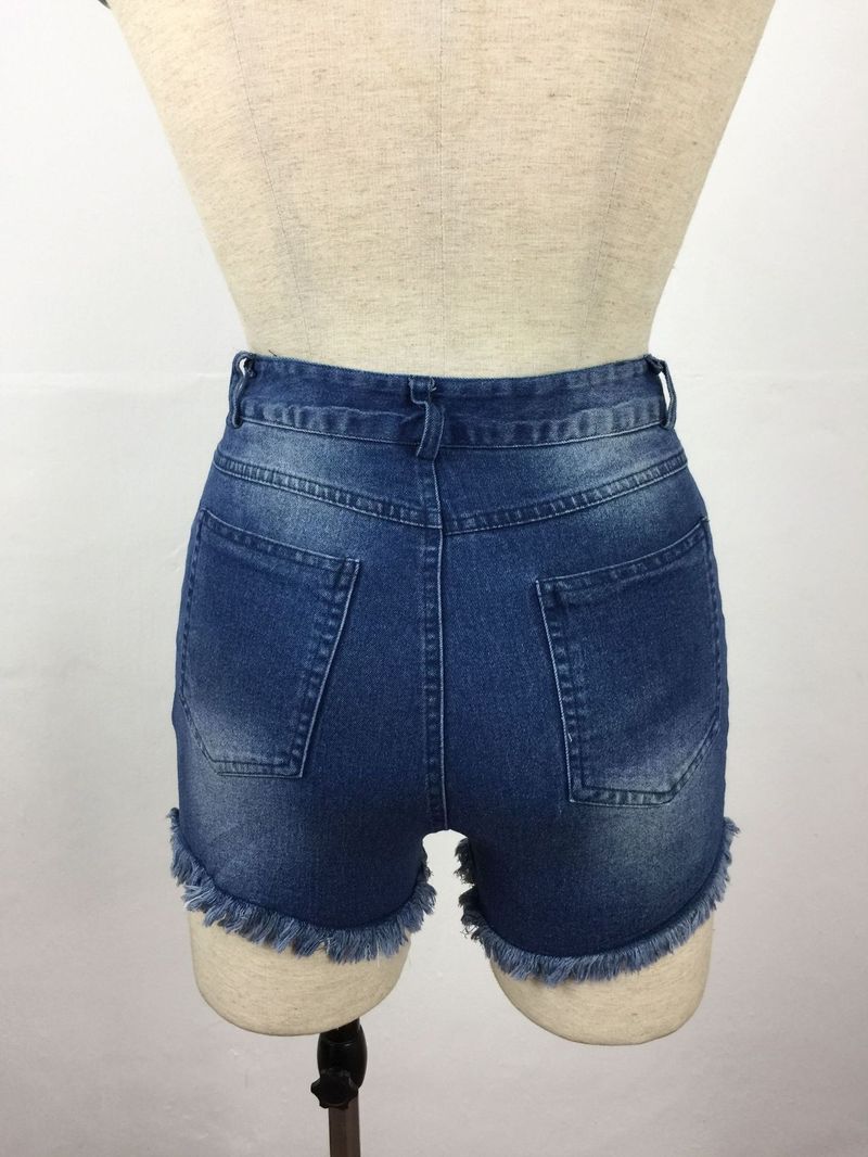 Damenmode, lässige Lochwaschung, um alte Jeansshorts zu machen_voghion.com