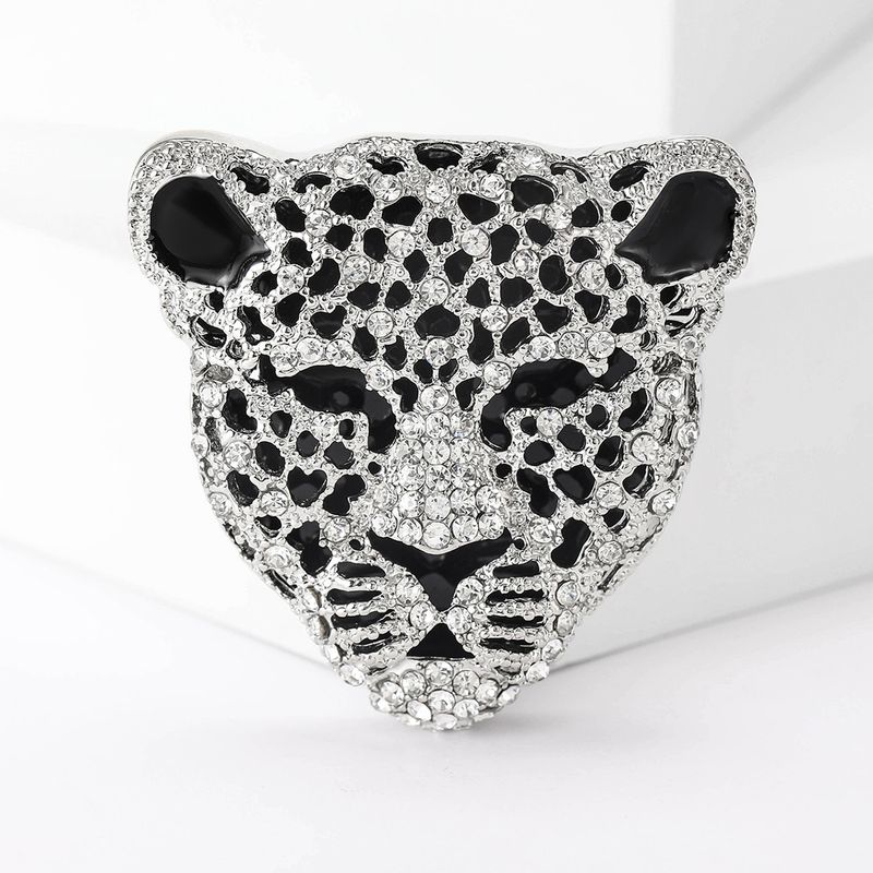 Fashion Rhinestone Leopard Head Alloy Accessory Versatile Animal Pin Brooch_voghion.com