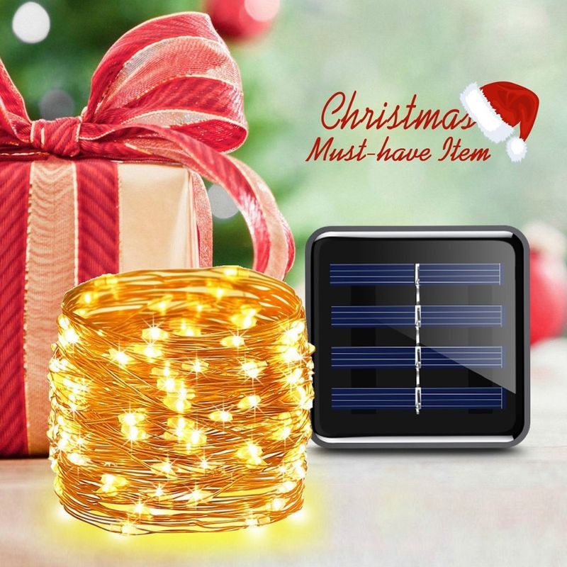 Lámpara solar de Año Nuevo, luces LED para exteriores de 30 m, guirnalda de luces impermeable para fiestas navideñas, guirnaldas para decoración de jardín_voghion.com