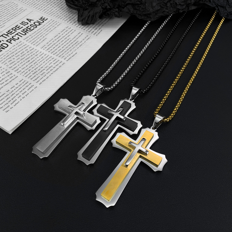 Source Cross Titanium Steel Necklace Unique Hipster Pendant_voghion.com