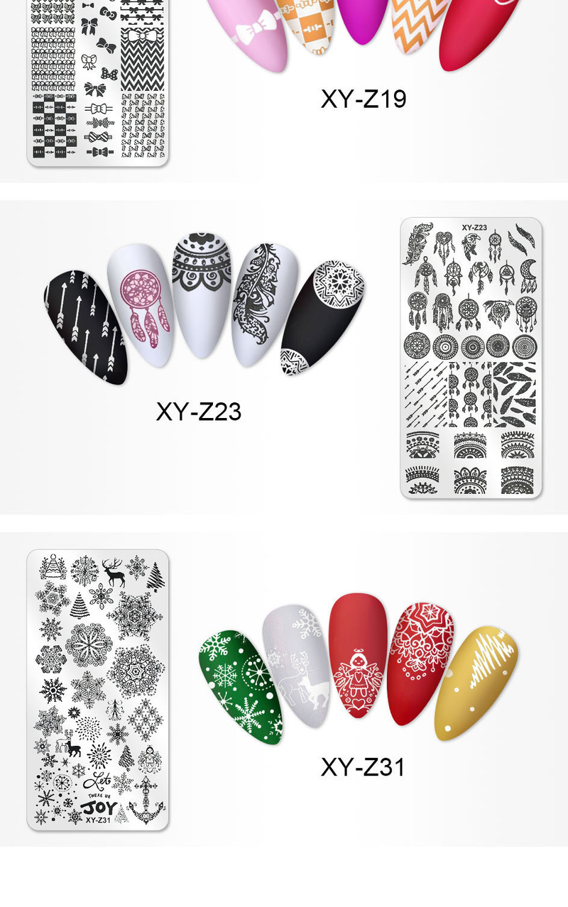 Plantillas para Arte de uñas Arte Clavo, placa de estampado, diseño de flor, hoja, mariposa, plantillas de sellos de encaje navideño, accesorios de imagen de placa_voghion.com
