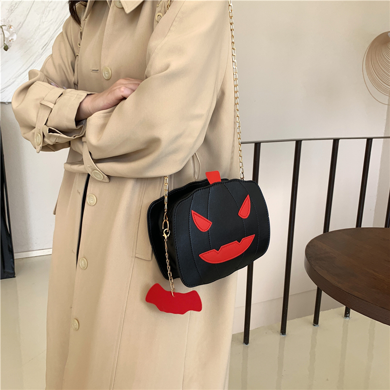 Super fuoco parodia zucca pipistrello pu borsa a tracolla divertente divertente personalità stereoscopica borsa a tracolla del fumetto ragazza_voghion.com