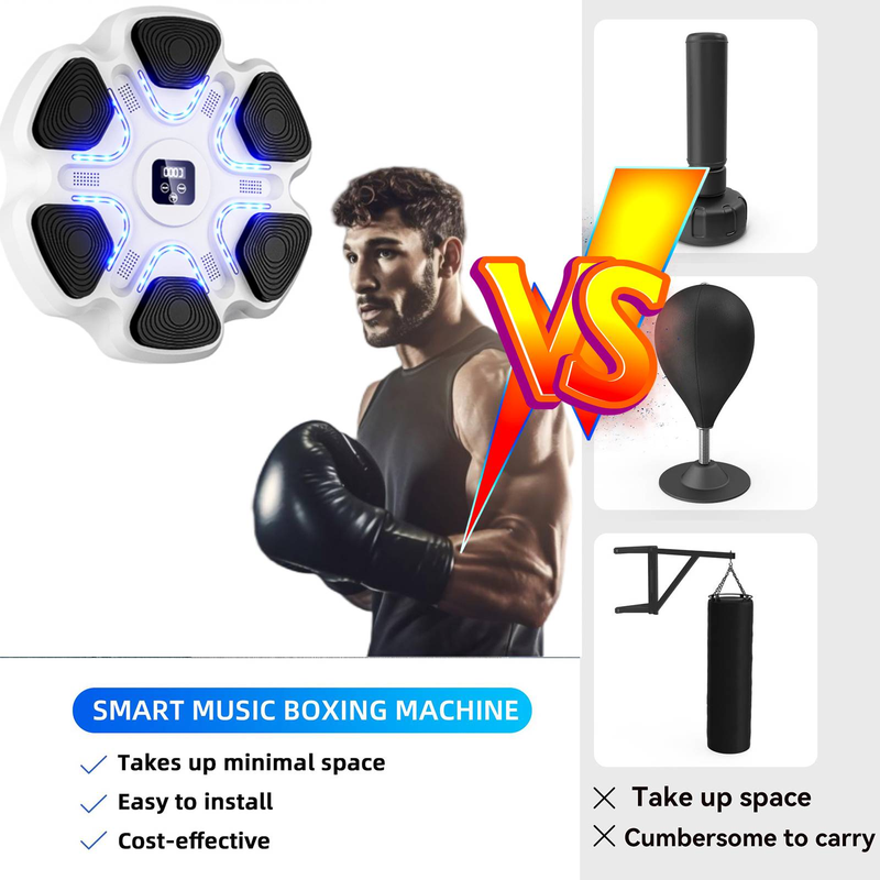 Musik-Boxmaschine, Box-Fitnessgeräte, Boxhandschuhe, große Musik-Stanzmaschine für Erwachsene und Kinder, interaktives Boxziel zur Wandmontage_voghion.com