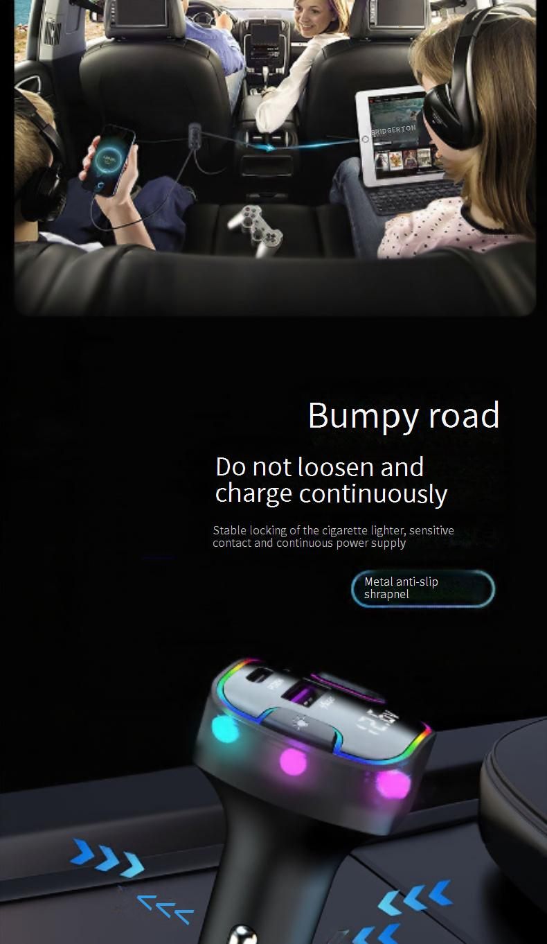 YQ8 81W Fast Car Charger With Digital Display, Dual USB-C & USB-A Ports, 12V/24V Smart Quick Charge For IPhone Android Tablet Laptop_voghion.com