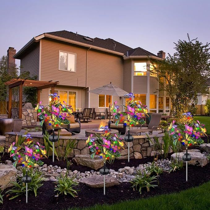 New Hot Selling Solar 4 Head 5 Head Butterfly Lantern Outdoor Lawn Garden Decoration Atmosphere Lamp_voghion.com