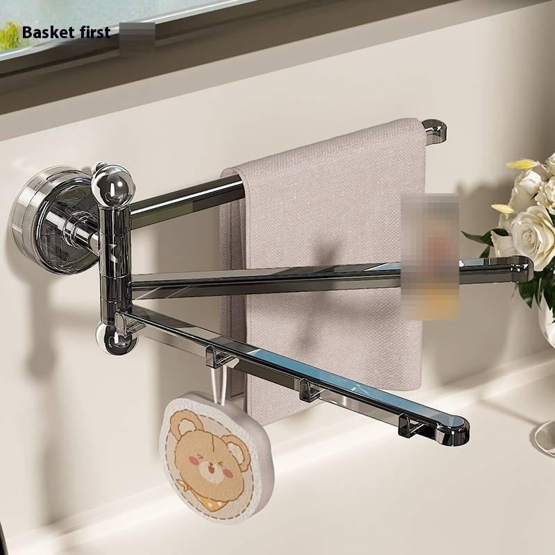 Multifunctioneel afdruiprek met zuignap – roterende handdoekhouder en droogrek voor keuken en badkamer (muurmontage, ruimtebesparend, multifunctionele opslag)_voghion.com