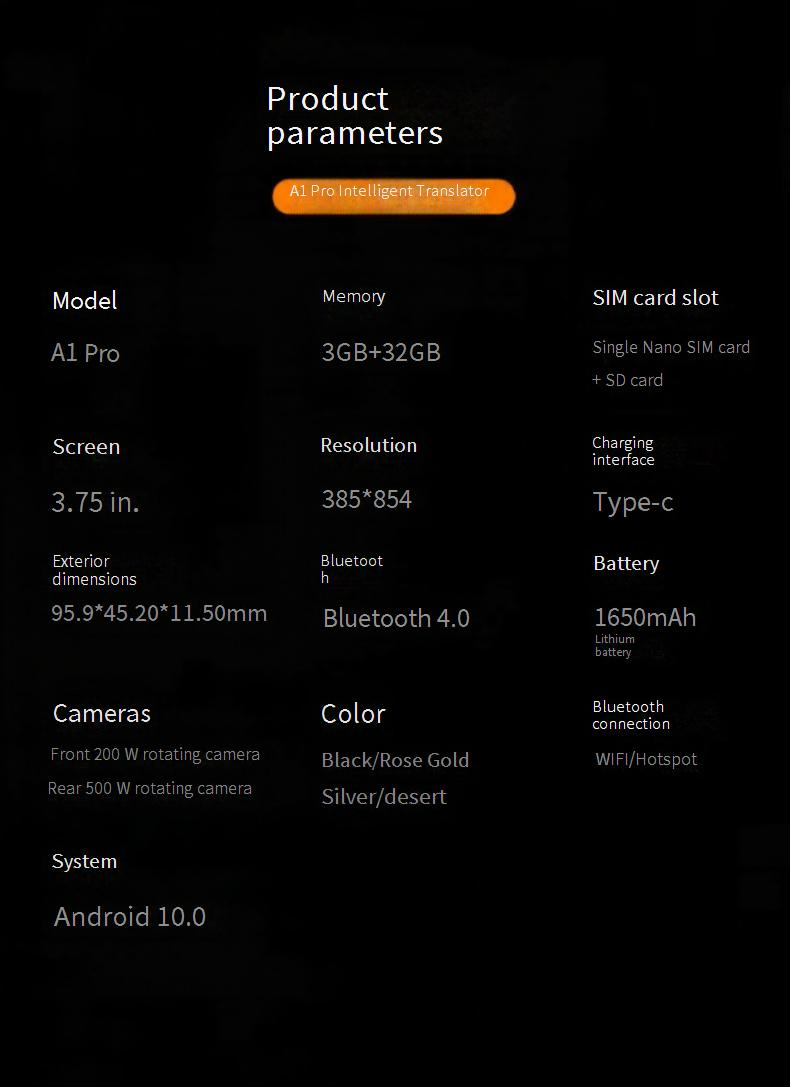 GS Wear A15 Pro Smart Translator Device - Multilingual Real-Time Voice & Text Translation For Travel, Business & Daily Use_voghion.com