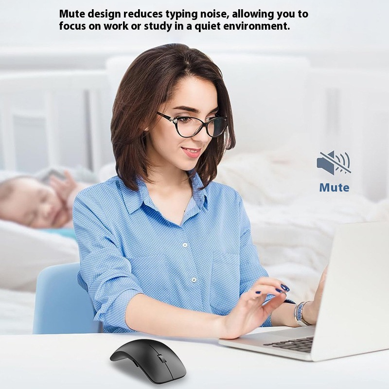 Wireless Mouse – 2.4G Slim Silent Click, 3-Button Ergonomic Design, 1600DPI Adjustable For Laptop/PC/Mac (Black/Silver)_voghion.com