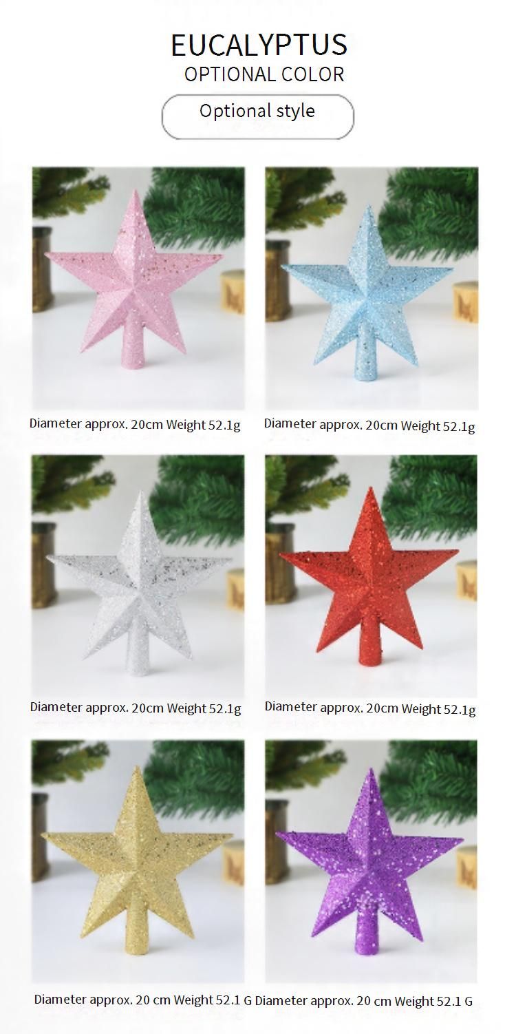 Christmas Decoration 19.5cm Three Dimensional Sprinkled Powder Tree Top Star Trumpet Five Pointed Star Tree Arrangement Accessories_voghion.com