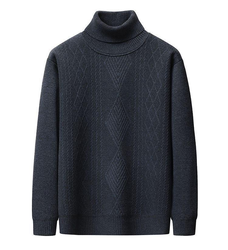 Abbigliamento da uomo Maglione da uomo in maglia con fodera in pile - Pullover con motivo a trecce e collo alto (essenziale per il calore invernale)_voghion.com