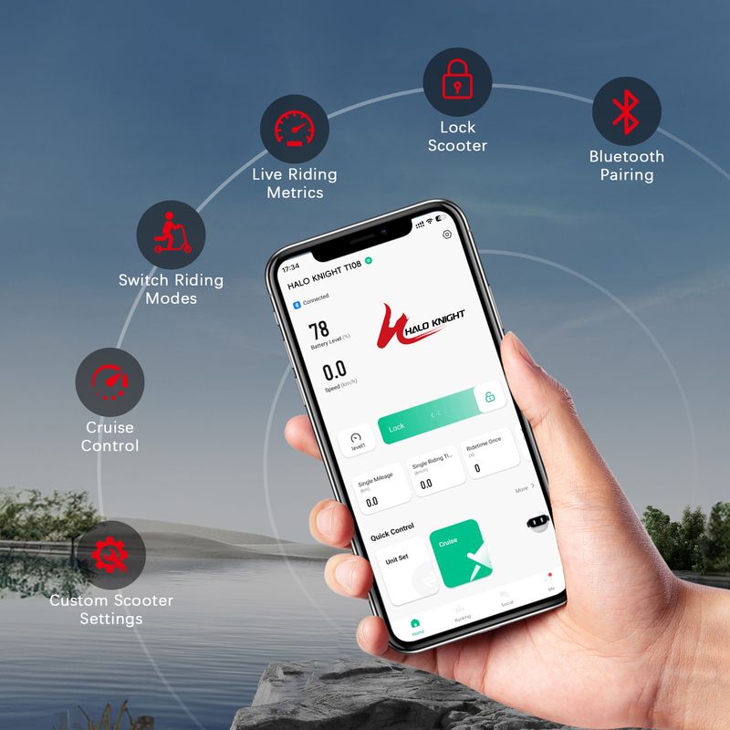 Halo Knight T108 Elektroroller 10 Zoll Straßenreifen Dual 1000W Motor 52V 28,8Ah Batterie_voghion.com