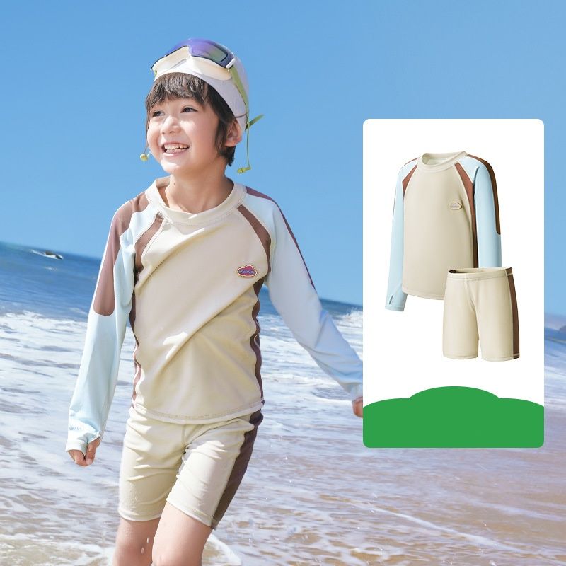 Kids Long Sleeve Rash Guard Swim Set – UPF 50+ Sun Protection With Quick-Dry Fabric (Sky Blue, Shell Pink, Lavender, Cream) |_voghion.com