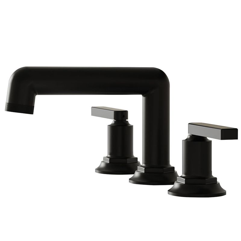 8 In. Widespread Double Handle Bathroom Faucet 3 Holes Vanity Sink Water-Saving With Metal Drain In Matte Black_voghion.com