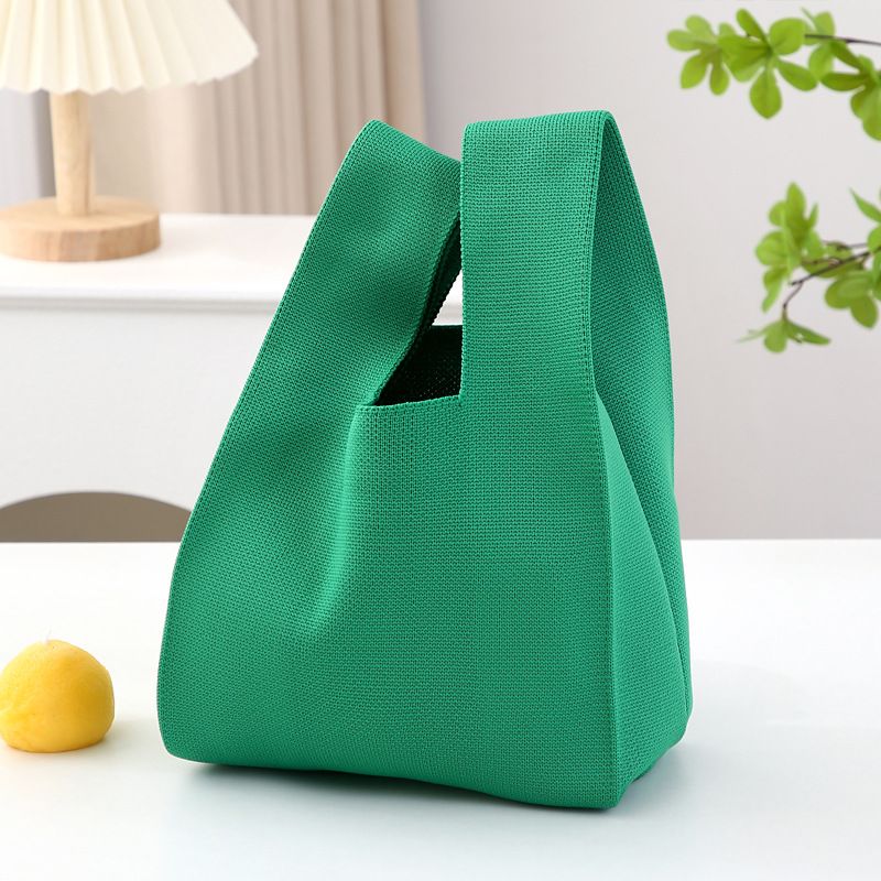 per le donne 2025 nuova borsa a mano lavorata a maglia in stile coreano, borsa da polso versatile in tinta unita_voghion.com