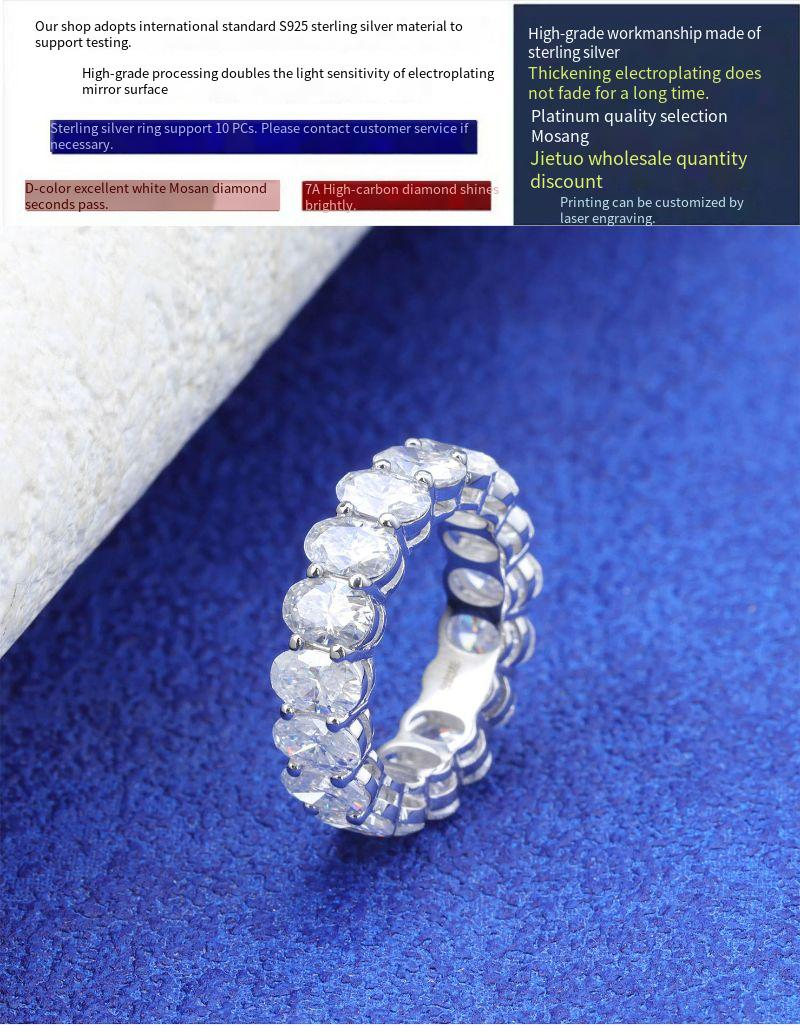 Hot-selling S925 Sterling Silver Egg-shaped Row Ring Moissanite Ring Women's Luxury Engagement Ring_voghion.com