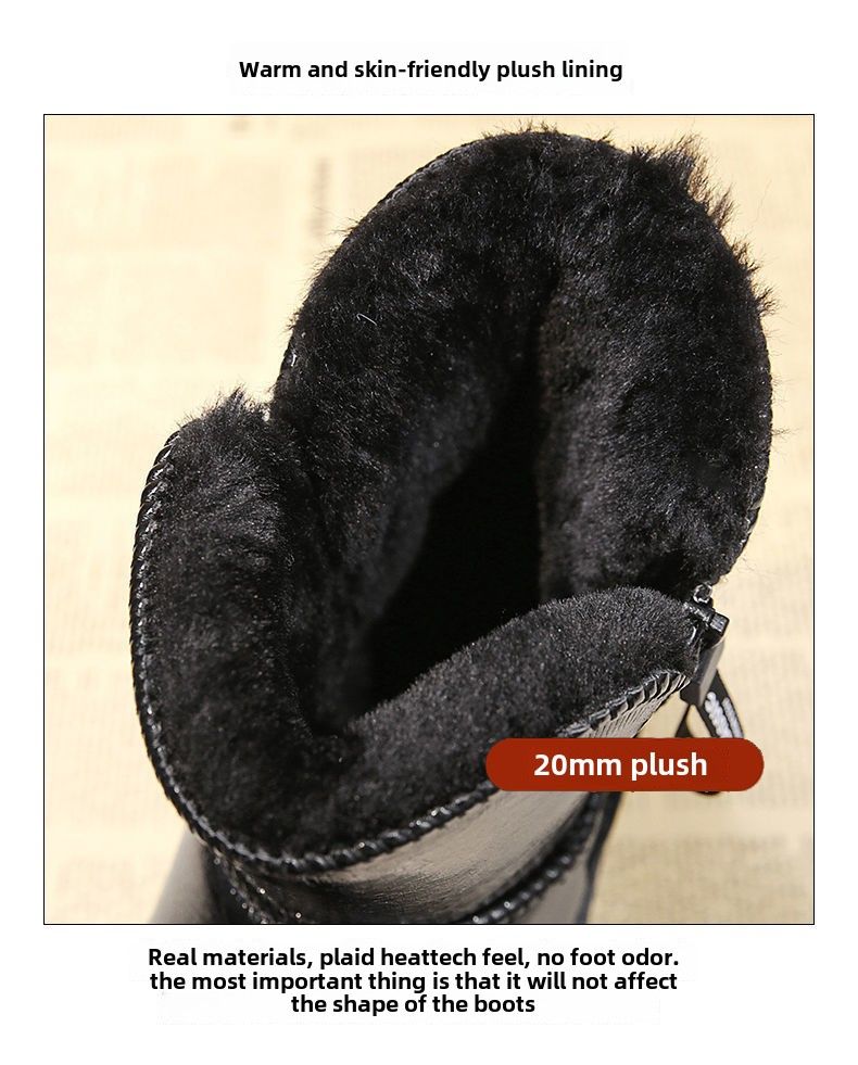 Bottes de neige pour femmes, bottes courtes en coton, imperméables, avec fourrure épaisse intégrée, nouvelles chaussures en coton, bottes courtes à plateforme pour femmes_voghion.com