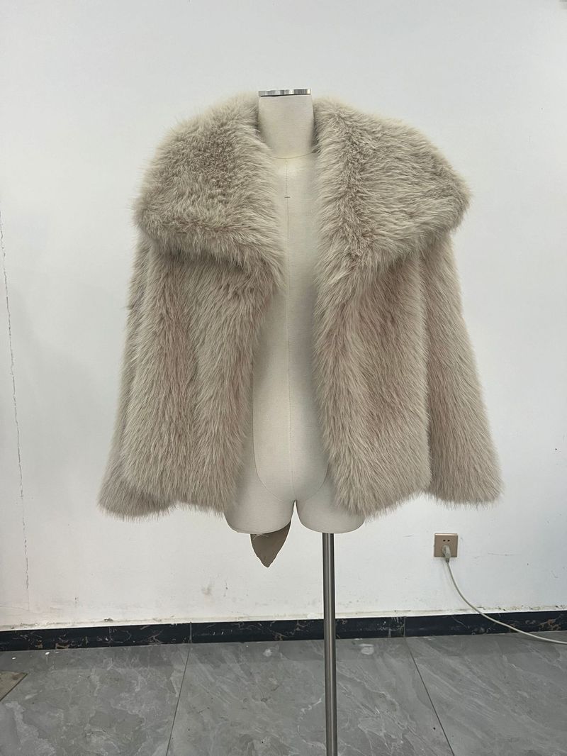 Wintermantel Nerzpelz Großes Revers Damen Top Plus Size Loose Short Style_voghion.com