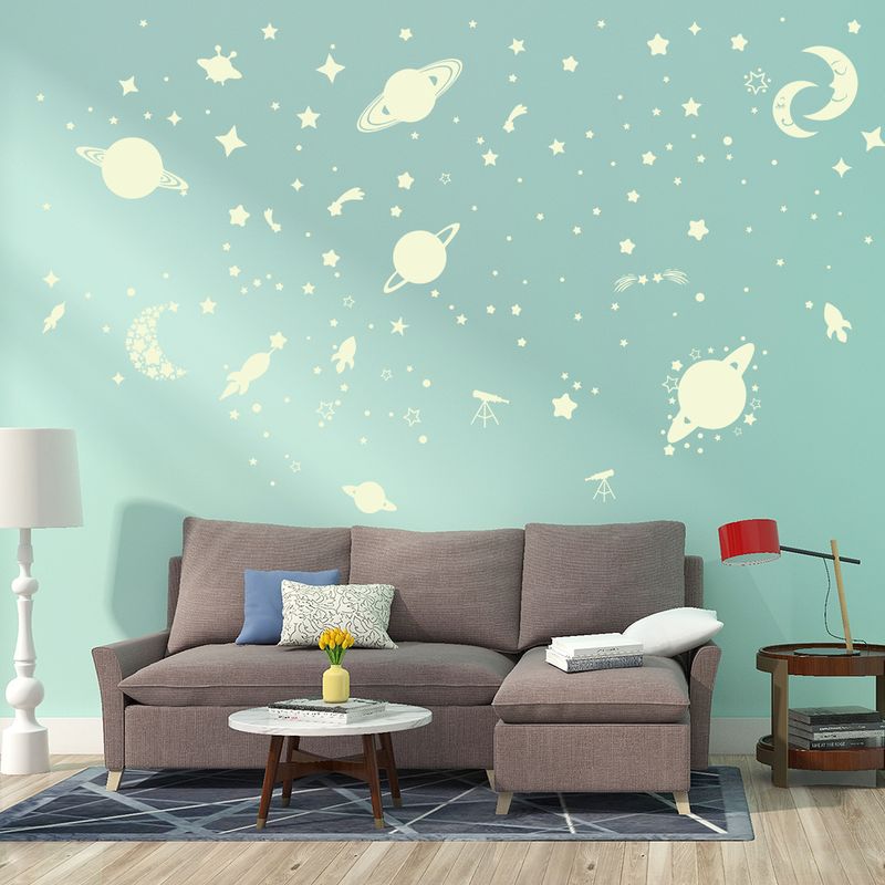 283 Space AFG3302 6 sheets per set Night Light Moon Wall Stickers Decoration_voghion.com