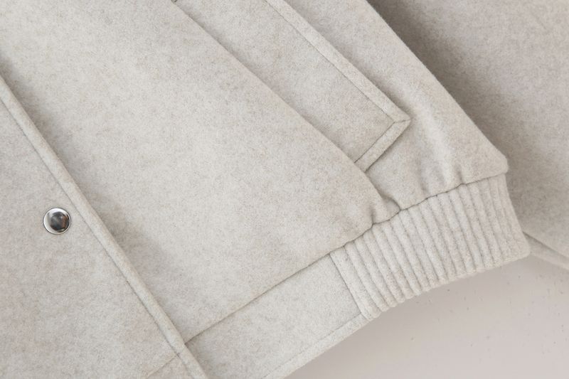 Soft & Stylish Oversized Bomber Jacket For Women - Lightweight Fall/Winter Coat With Stand Collar, Button Detail (Grey, Beige, Black)_voghion.com