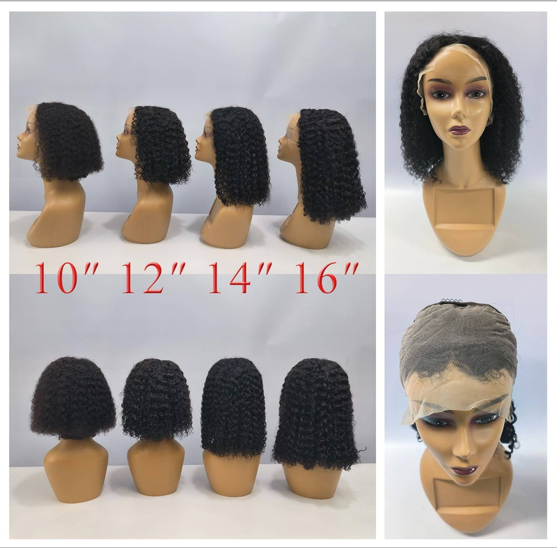 Peluca de Bob corto, pelucas de cabello humano rizado Jerry, peluca Frontal de onda profunda, peluca de encaje de pelo Remy Bob, pelucas de malla con división en T transparente HD_voghion.com