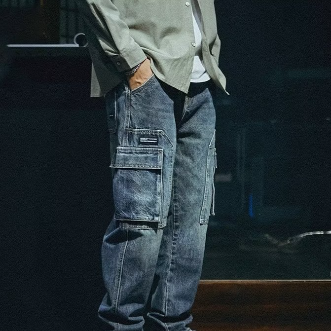 Men's Clothing Washed distressed jeans 2024 spring and autumn new style young men's loose straight retro trendy stretch pants_voghion.com