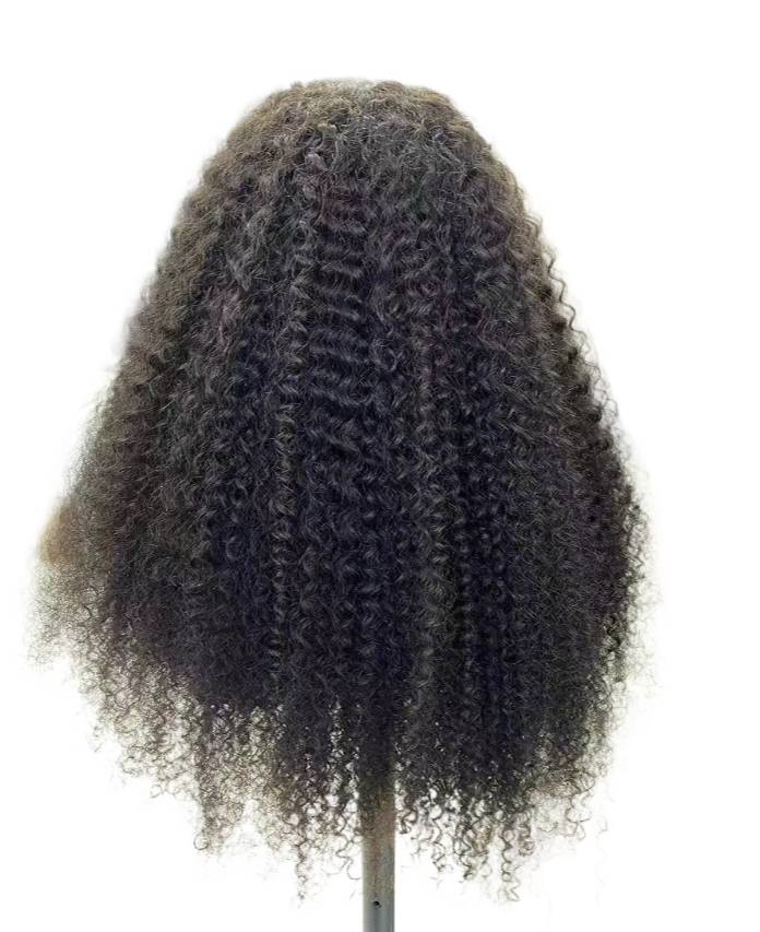 150 % tankio Afro Kinky garbanotų žmonių plaukų perukai Brazilijos garbanoti šveicariški nėriniai priekiniai perukai_voghion.com