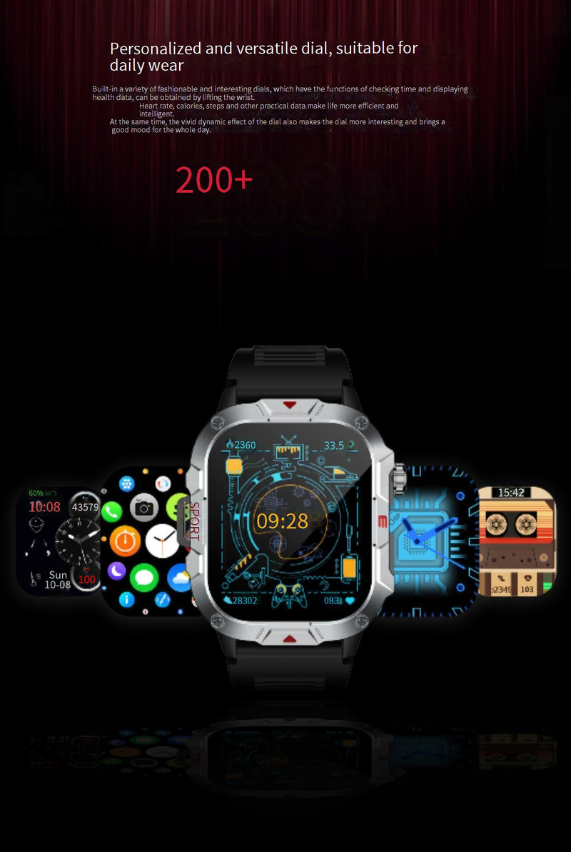 Smartwatches Neue QX11 Smart Watch Dreifachsichere Outdoor-Bluetooth-Anrufe Herzfrequenz-Blutdrucküberwachung Herren-Sportuhr_voghion.com