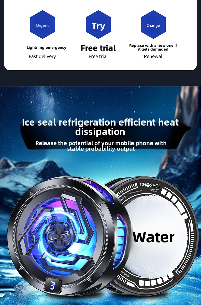 Supporto di raffreddamento magnetico per telefono - Base di raffreddamento a semiconduttore con ventola silenziosa da 25 dB e luce RGB (nero)_voghion.com