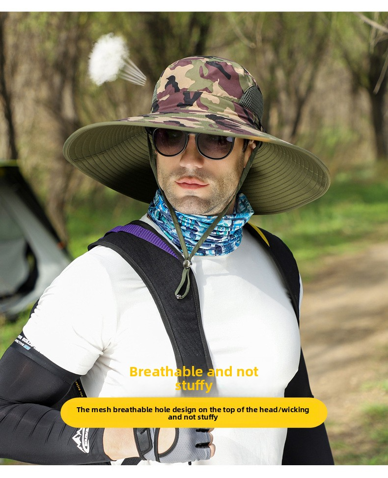 12CM Sun Protection Hat For Men To Cover Their Face Insect And Sand Proof Outdoor Hiking Large Brim Sun Protection Fisherman Hat For Women_voghion.com